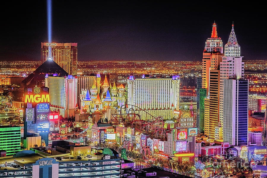 Las Vegas Photograph - Las Vegas Night Skyline by Linda Arnado