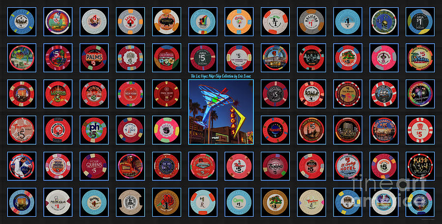 Las Vegas Poker Chip Collection 68 Chips Fremont Street Photograph by Aloha Art