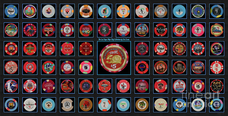 Las Vegas Poker Chip Collection 68 Chips WSOP 50 Years Chip Photograph by Aloha Art