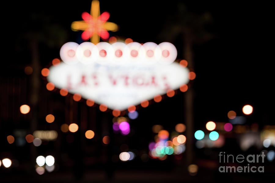 Las Vegas Sign Night Blurred Photograph by Sanjeev Singhal