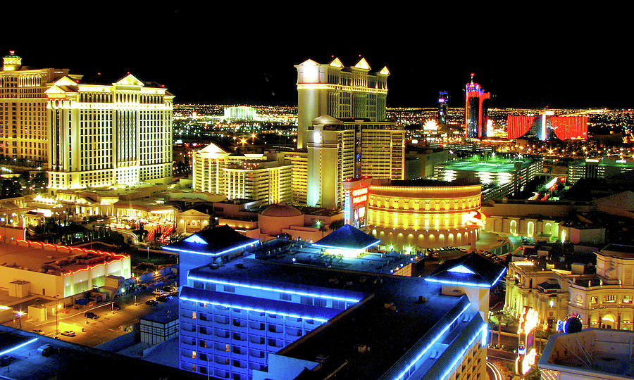 Architecture Photograph - Las Vegas Skyline At Night - Nevada by Nino H. Photography