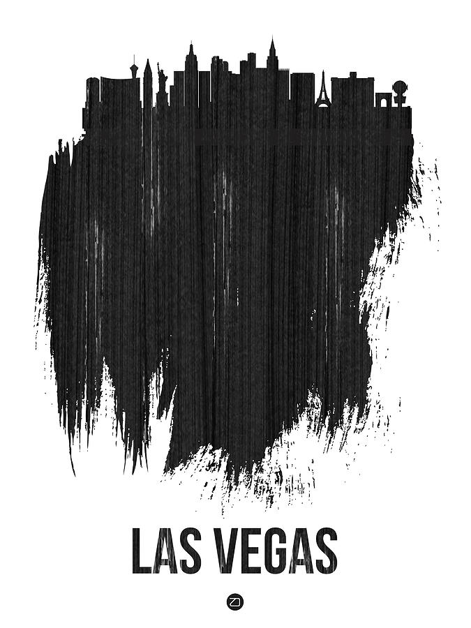 Las Vegas Mixed Media - Las Vegas Skyline Brush Stroke Black by Naxart Studio
