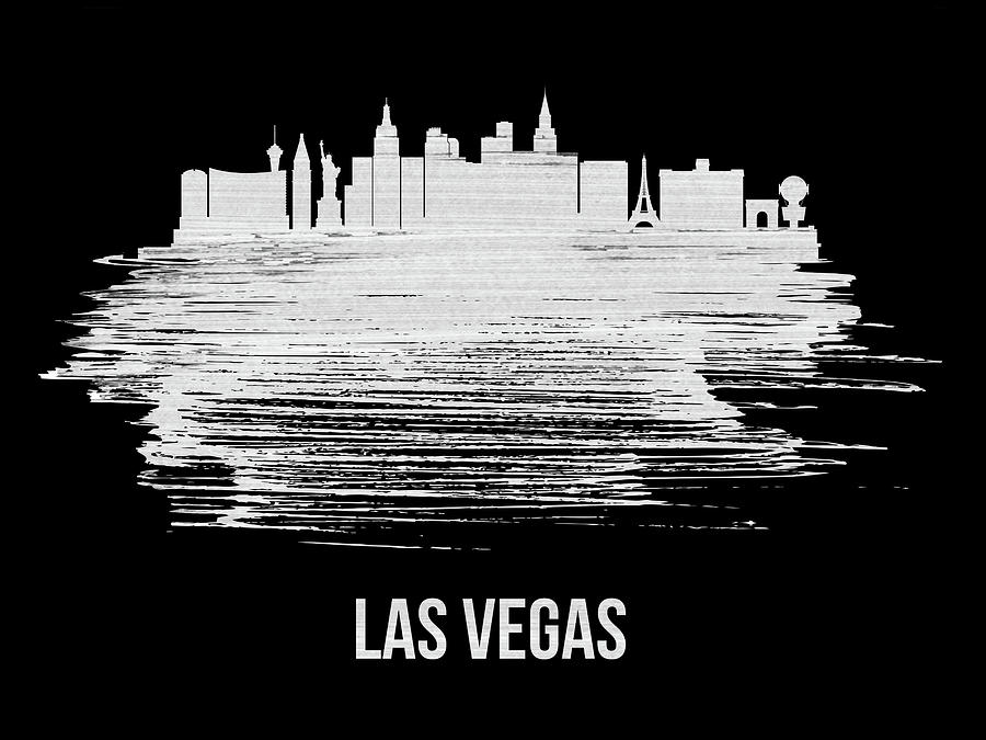 Las Vegas Mixed Media - Las Vegas Skyline Brush Stroke Blue by Naxart Studio