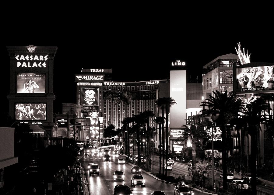 Las Vegas Strip BW Photograph By Mary Pille