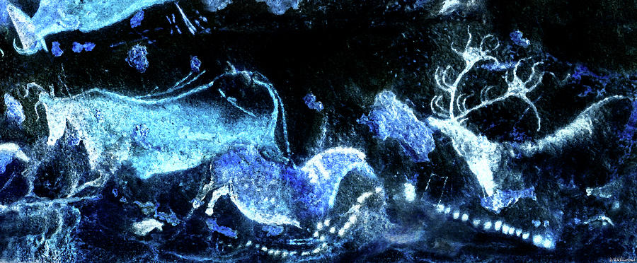 Lascaux Cow Horse and Deer - Negative Digital Art by Weston Westmoreland
