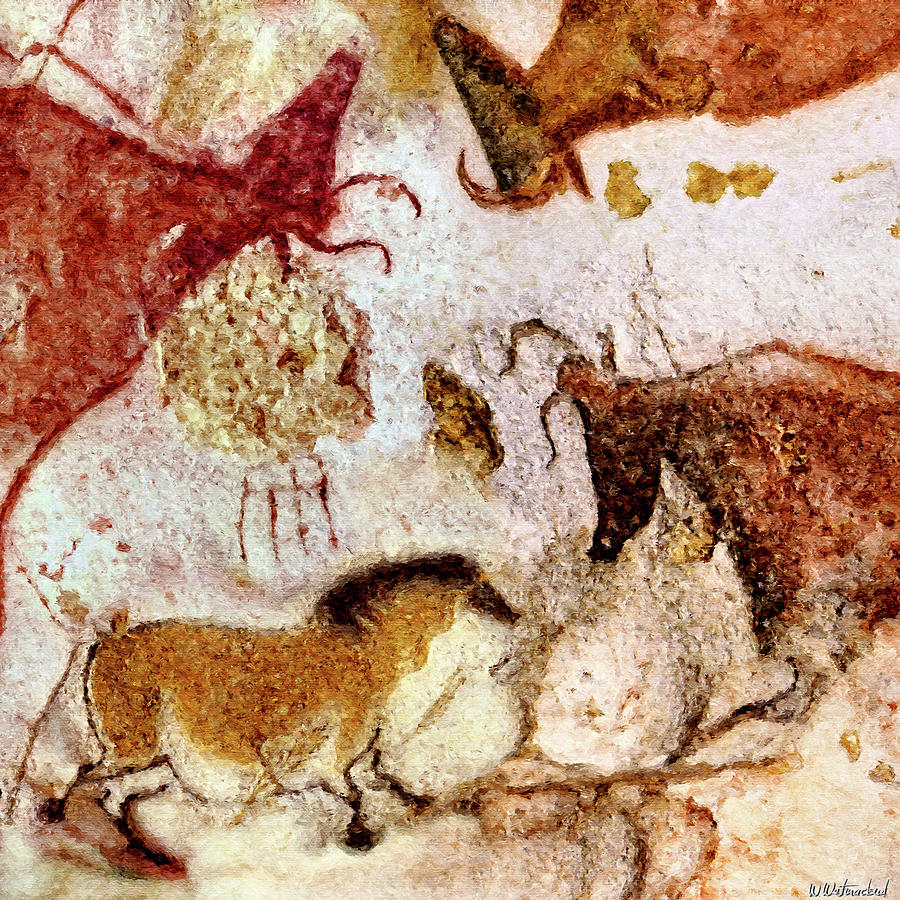 Lascaux Horse and Cows Digital Art by Weston Westmoreland