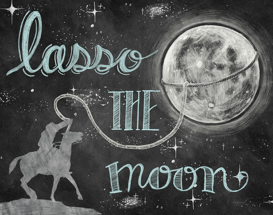 Horse Mixed Media - Lasso The Moon Blue Gray by Mary Urban