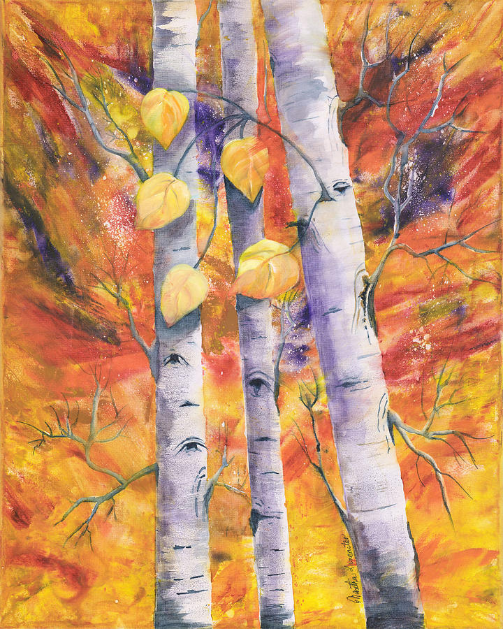 Last Golden Leaves Painting by Martha Lancaster