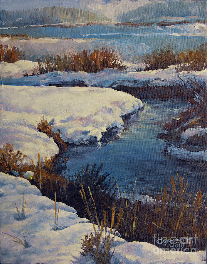 Last Grip of Winter on Mud Creek Painting by Robert Corsetti
