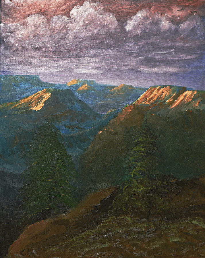 Grand Canyon Painting - Last Light Of The Grand Canyon by Chance Kafka Grand Canyon Painting - Last Light Of The Grand Canyon by Chance Kafka