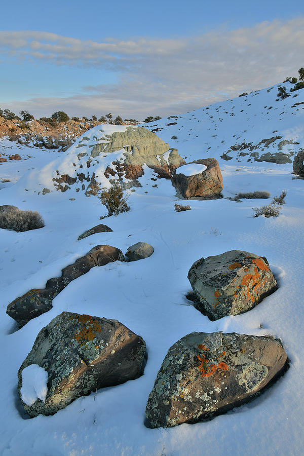 Last Light on Colorful Boulders of Bentonite Site Photograph by Ray Mathis