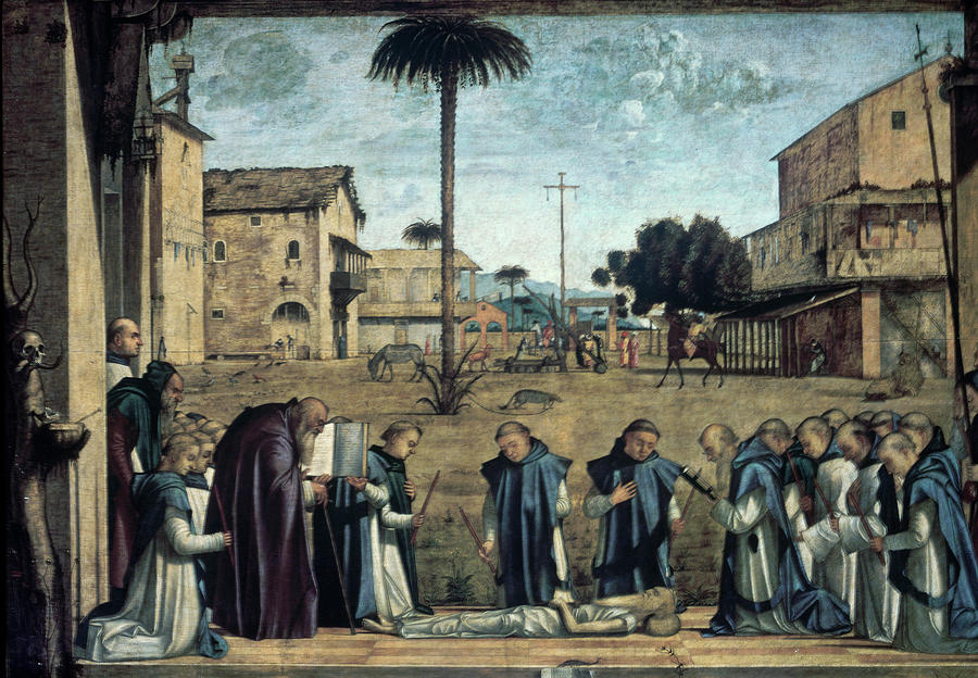 Vittore Carpaccio Painting - Last Rites Of St. Jerome By Carpaccio by Vittore Carpaccio