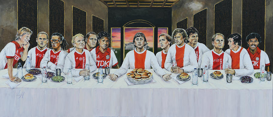 Last supper of Johan Cruijff Painting by Lucia Hoogervorst