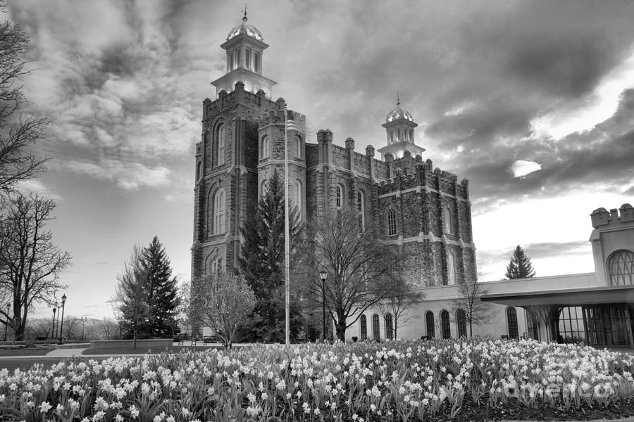 Late Afternoon At The Logan Temple Black And White Photograph by Adam Jewell