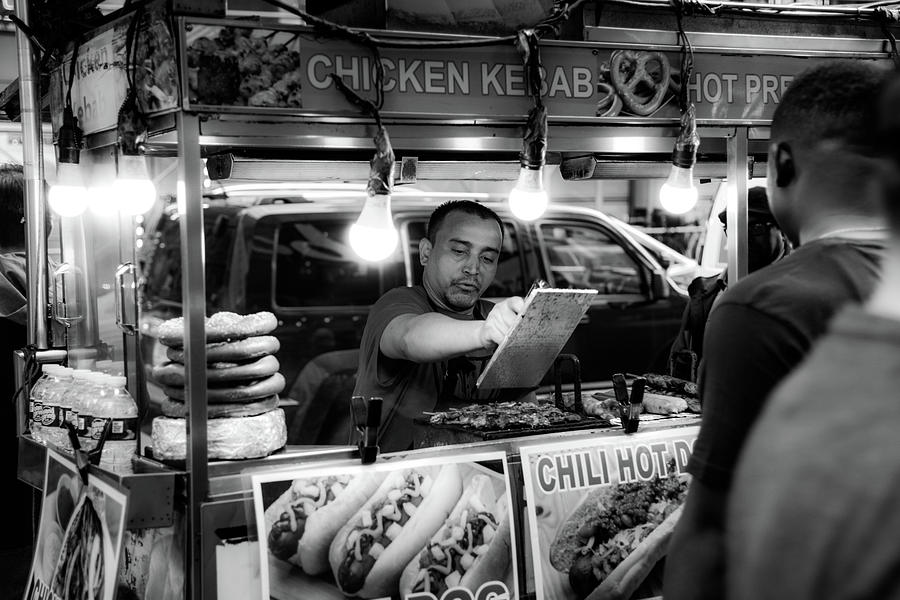 Late Afternoon Food Vendor In Black and White Photograph by Greg and Chrystal Mimbs