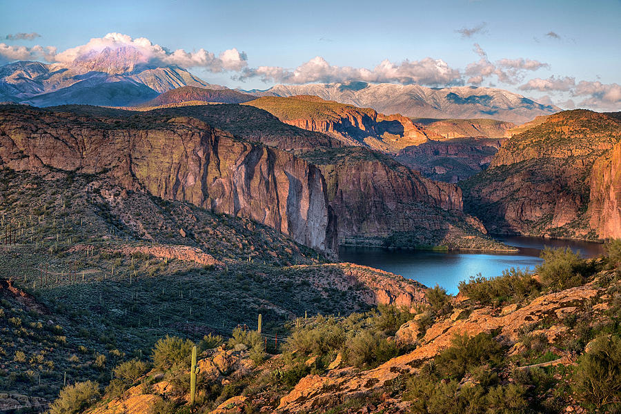 Late light canyon lake four peaks Photograph by Dave Dilli