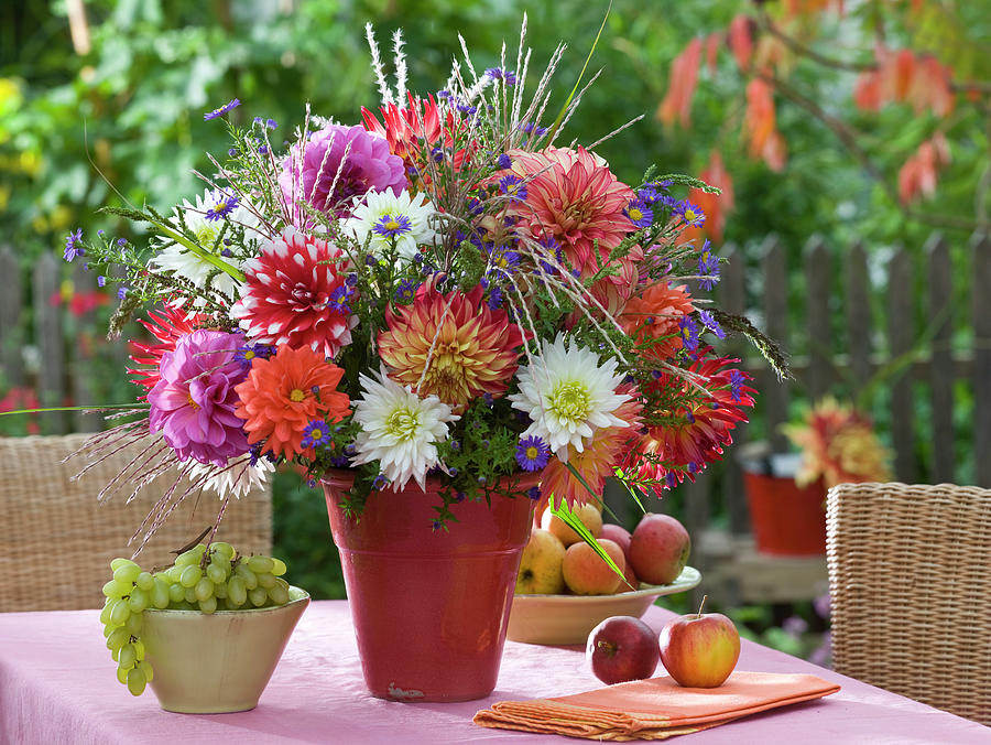 Late Summer Bouquet With Dahlia, Aster Photograph by Friedrich Strauss