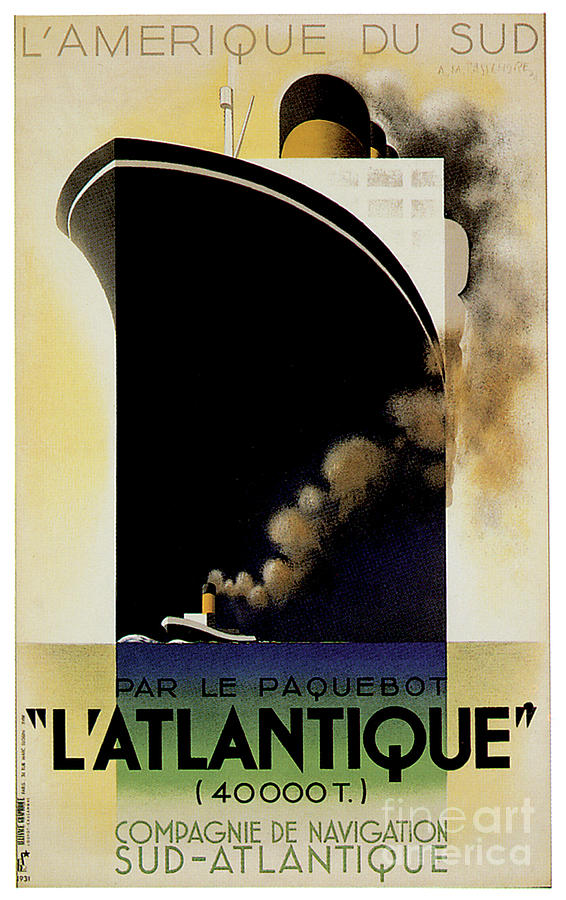LAtlantique 1931 by Adolphe Mouron Cassandre LAtlantique 1931 by Adolphe Mouron Cassandre