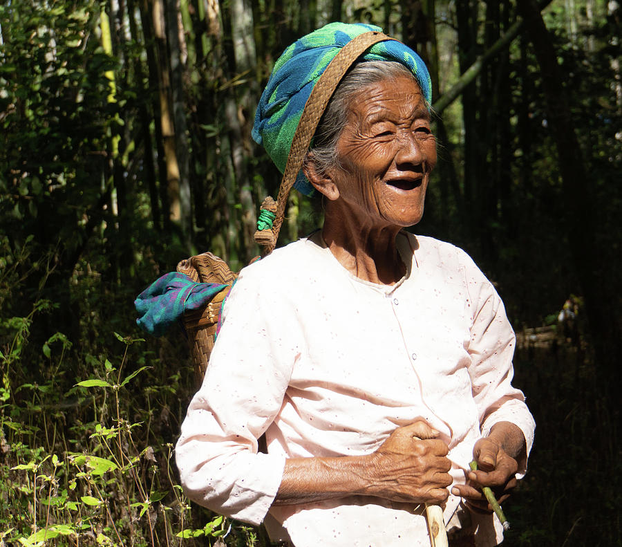 laughing elderly Burmese woman Photograph by Ann Moore