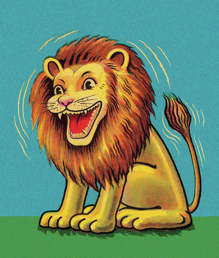 Vintage Drawing - Laughing Lion by CSA Images