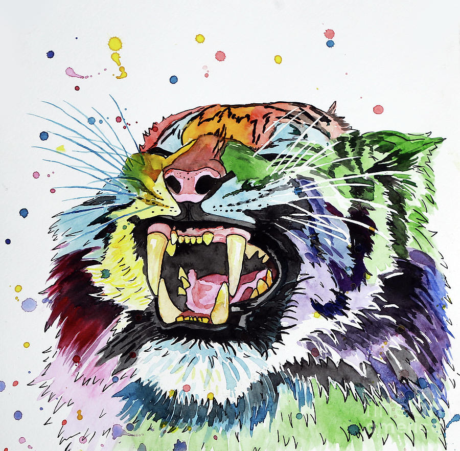 laughing tiger drawing