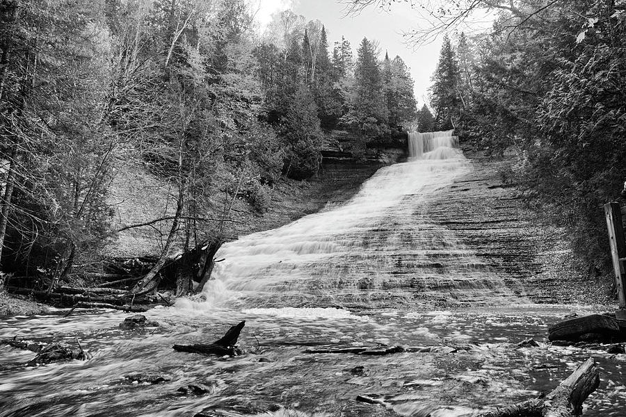 Laughing Whitefish Falls Black and White - Michigan by Rick Veldman Laughing Whitefish Falls Black and White - Michigan by Rick Veldman