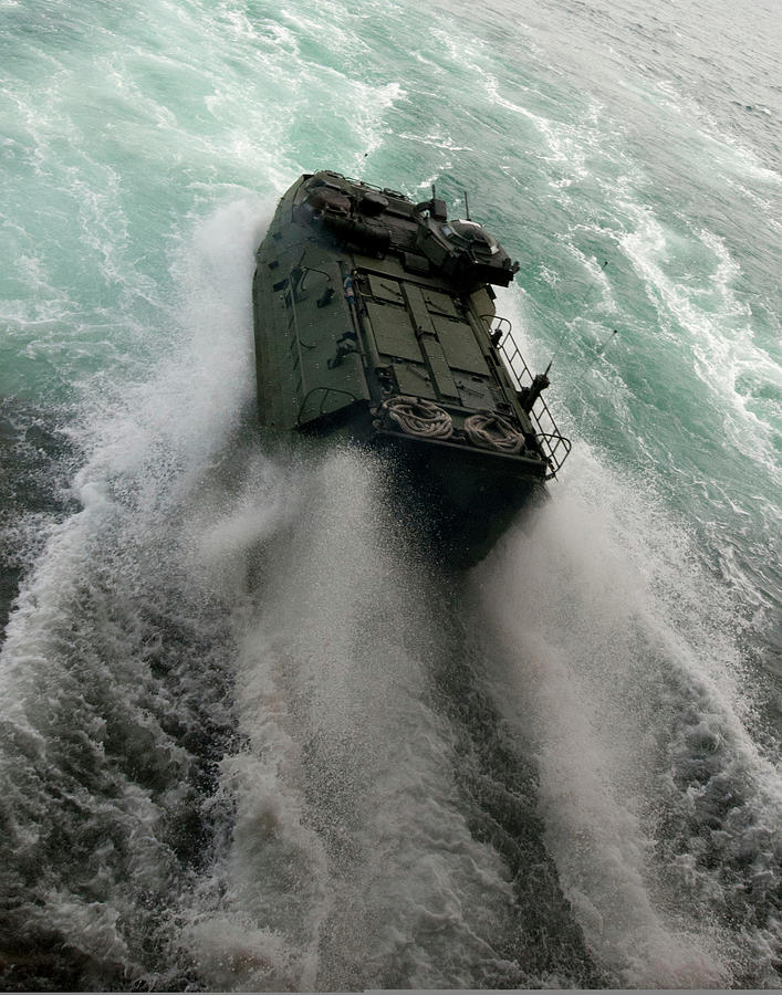 Launching the Amphibian Painting by US Navy Launching the Amphibian Painting by US Navy