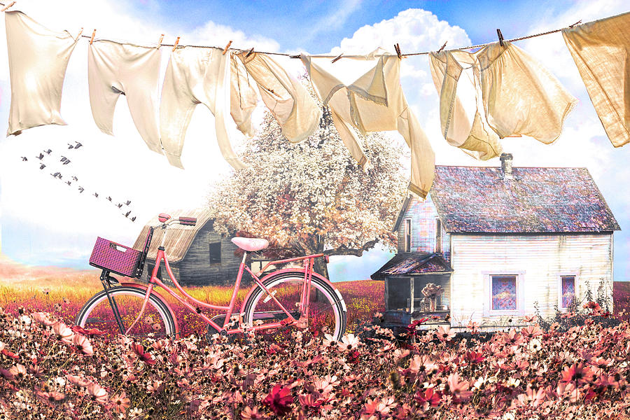 Laundry Day in Soft Vintage Colors Digital Art by Debra and Dave Vanderlaan