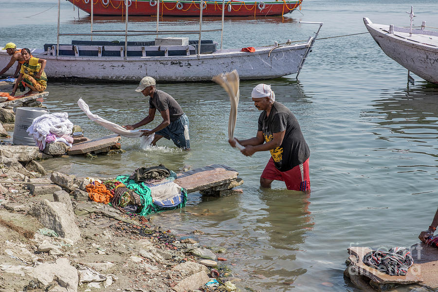 Laundry day on the Ganges river, Varanasi a5 Photograph by Ilan Amihai ...