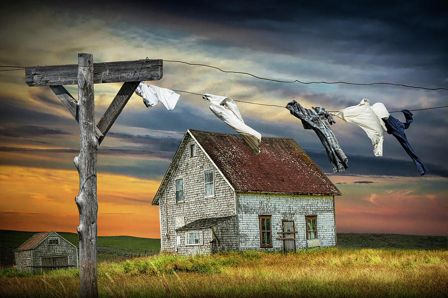 Laundry on the Line by Boarded Up House Photograph by Randall Nyhof
