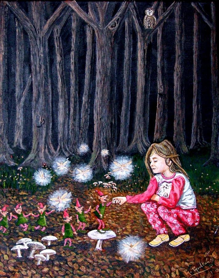 Laura meets the elves and Fairies Painting by Mackenzie Moulton