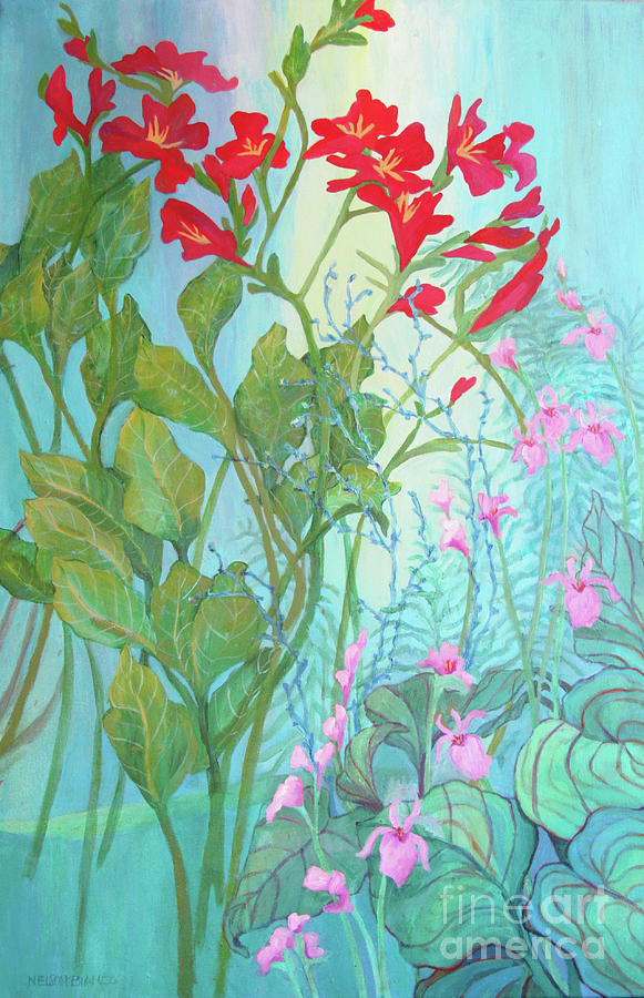 Lauras Garden Three Painting by Sharon Nelson-Bianco