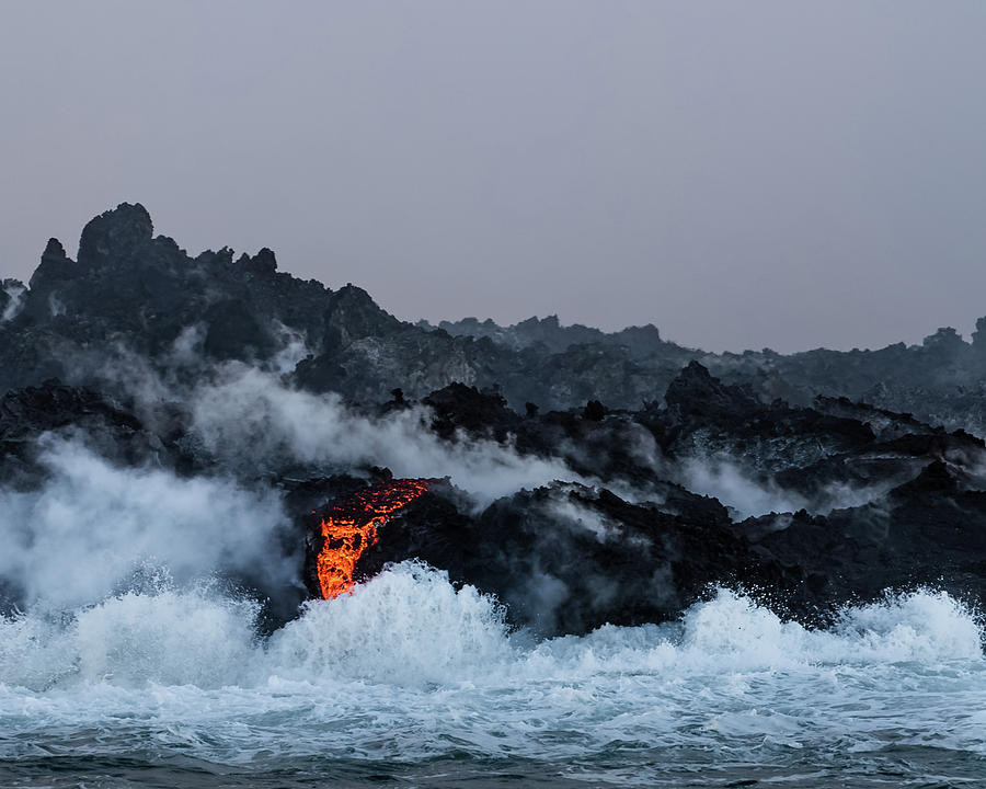 Lava Entering The Sea Iv Photograph