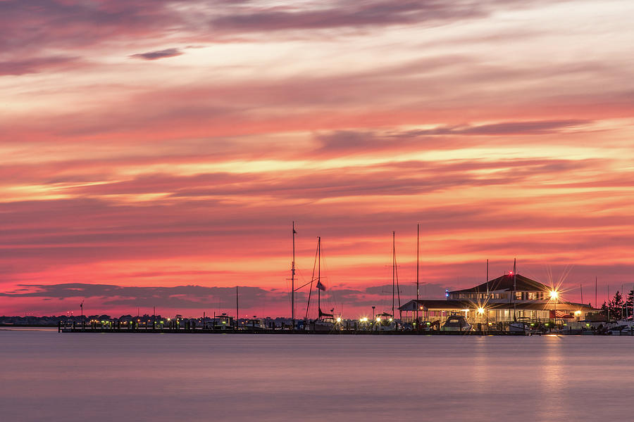 Lavallette Yacht Club at Golden Hour Photograph by Bob Cuthbert