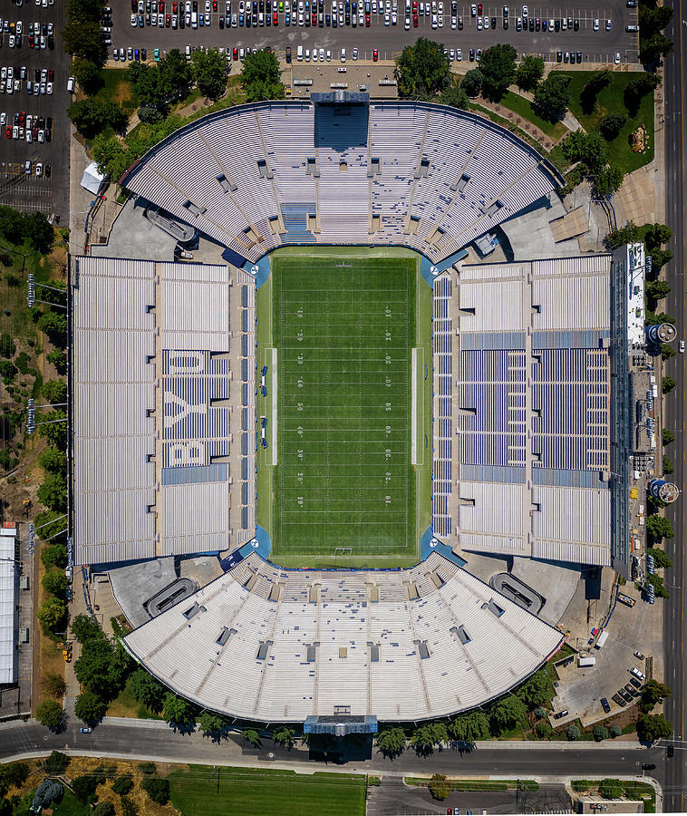 Lavell Edwards Stadium Field Aerial Photograph by Dave Koch