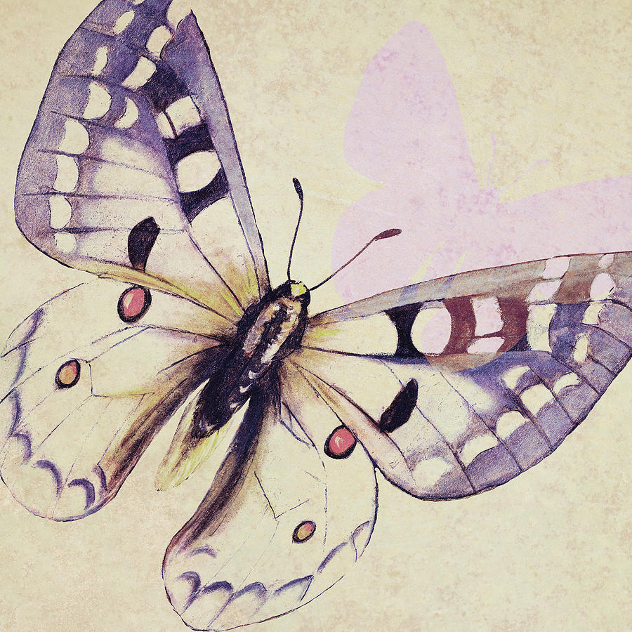 Butterfly Mixed Media - Lavender Butterfly On Cream by Patricia Pinto