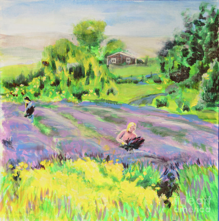 Lavender Field Painting by Elaine Berger