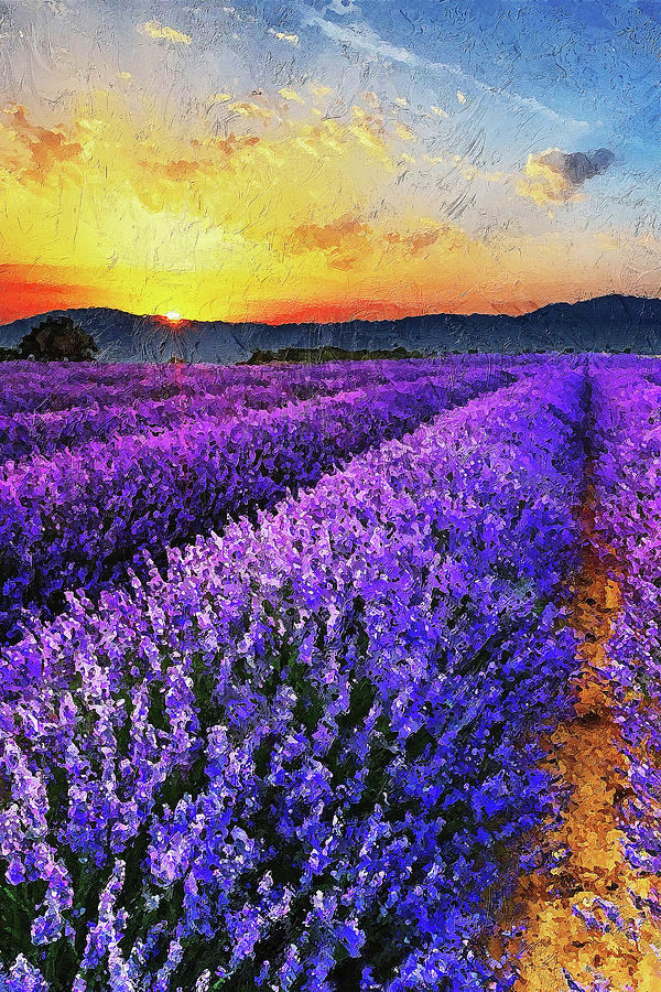 Lavender fields - 02 Painting by AM FineArtPrints