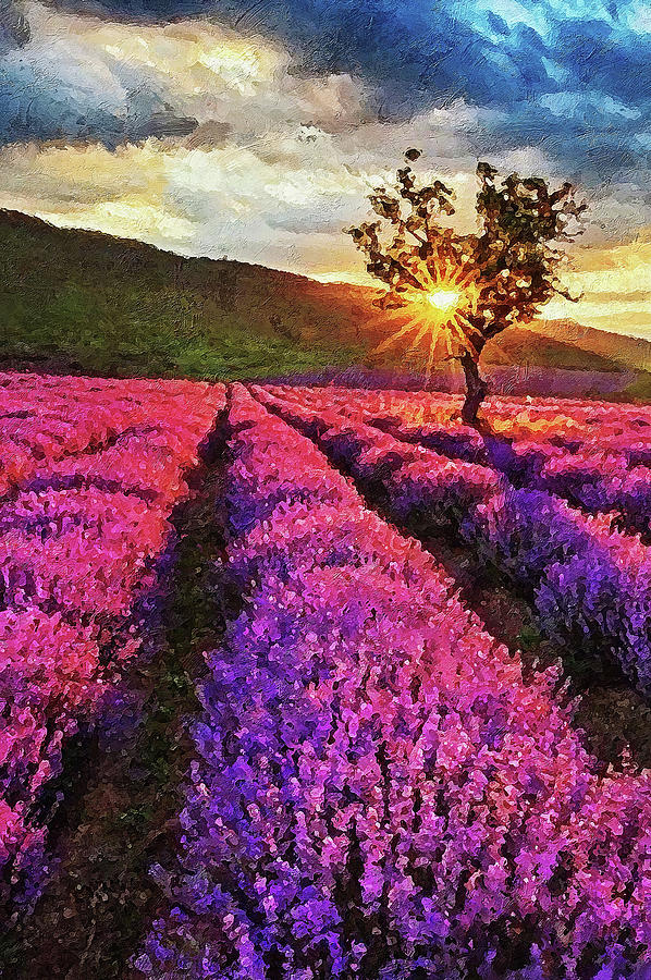 Lavender fields - 09 Painting by AM FineArtPrints