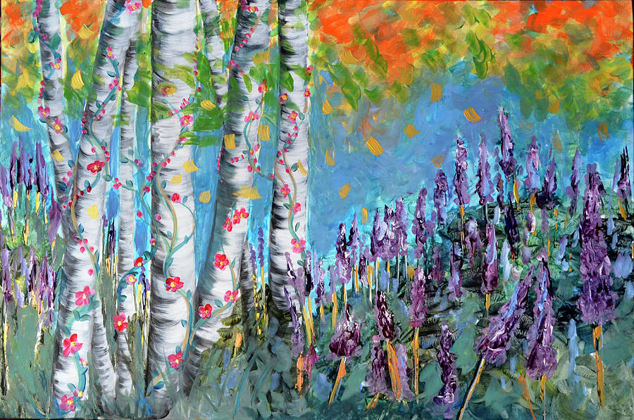 Tree Painting - Lavender Fields by Sarah Tiffany King