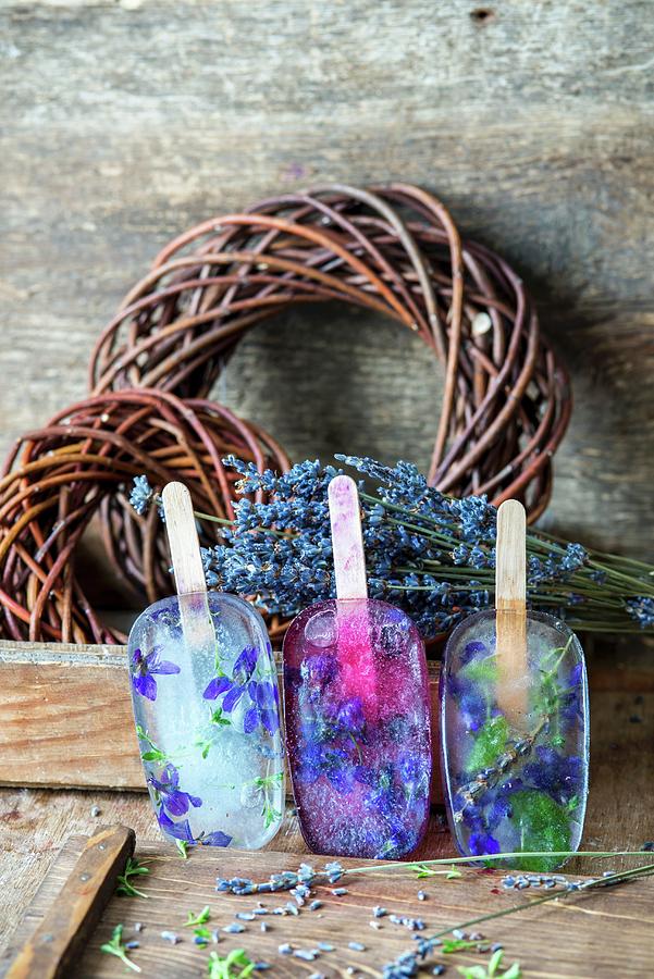 Lavender Lemonade And Thyme Popsicles Photograph by Irina Meliukh
