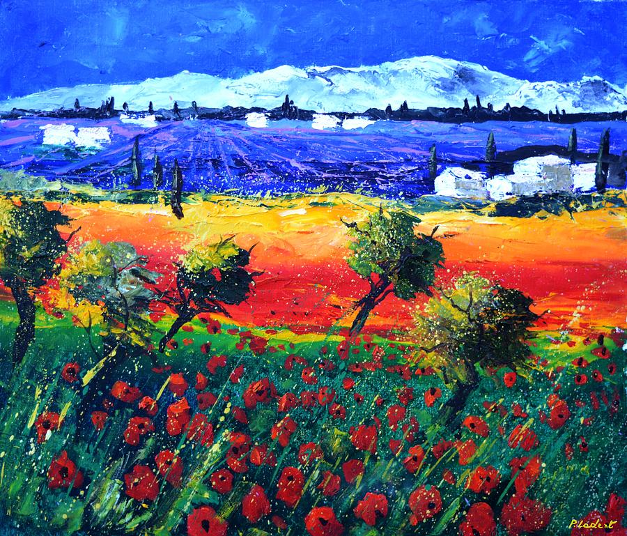 Flower Painting - Lavender poppies Provence by Pol Ledent