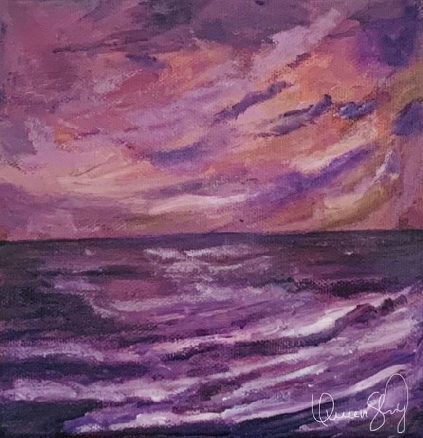 Lavender Seascape Painting by Queen Gardner