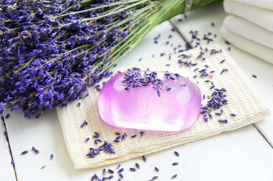 Lavender Soap With Flowers Photograph by Martina Schindler