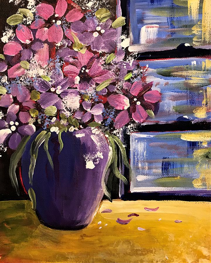 Lavender Still Life Painting by Roseann Amaranto