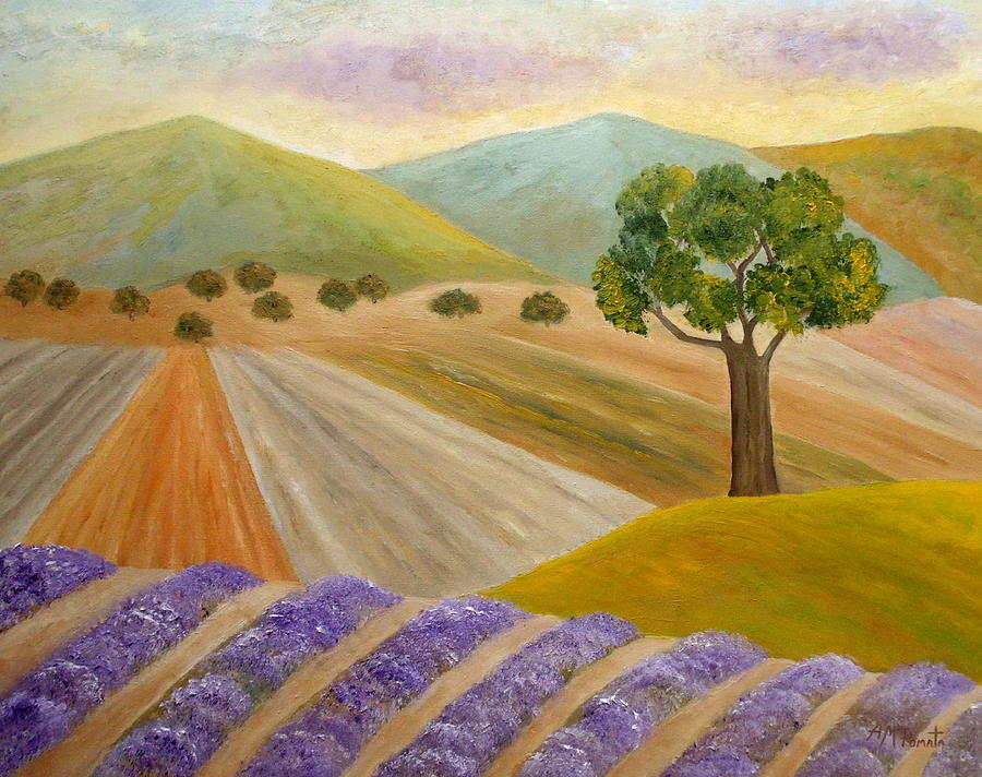 Lavender Sundown Painting by Angeles M Pomata