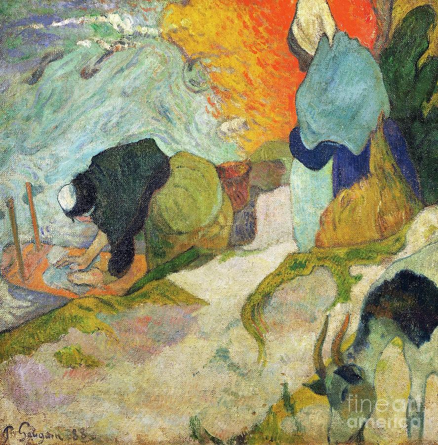 Laveuses Arles Washerwomen In Arles 1888 By Paul Gauguin Painting by Paul Gauguin