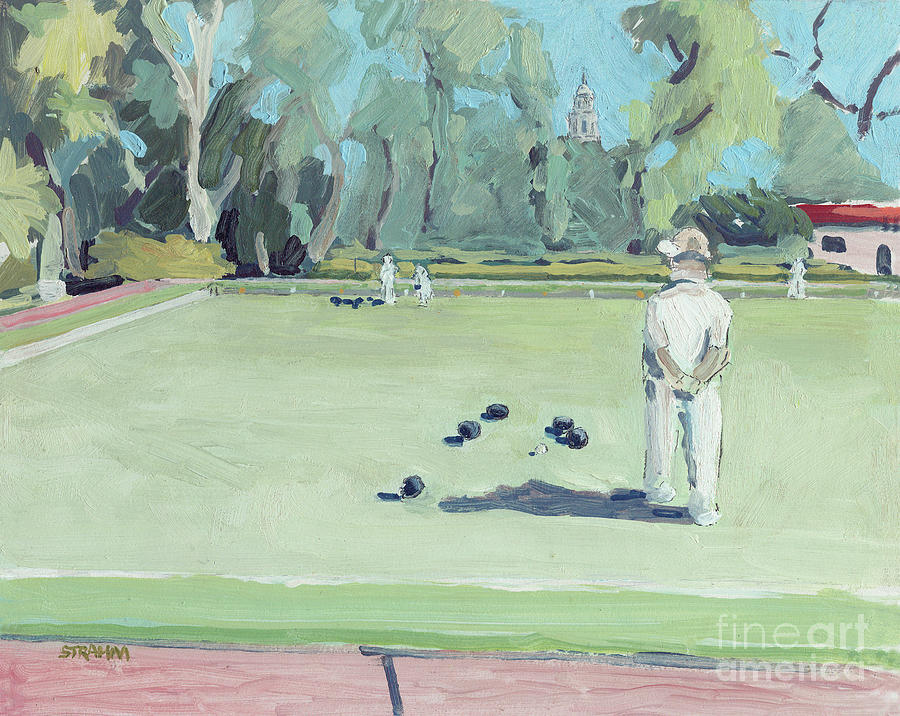 Lawn Bowling in Balboa Park San Diego California Painting by Paul Strahm