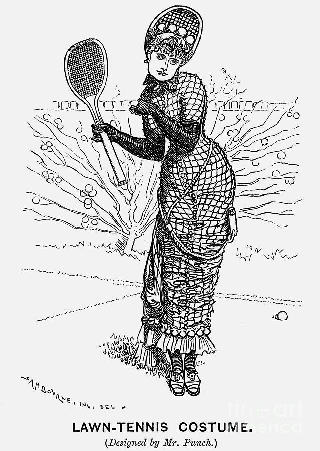 Lawn-tennis Costume, 1879. Artist Drawing by Print Collector