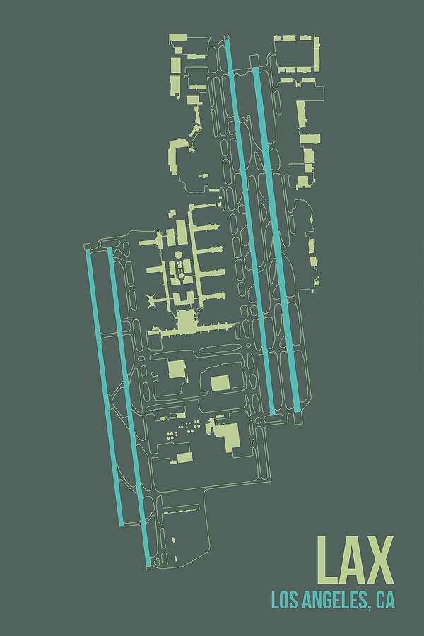 Typography Digital Art - Lax Airport Layout by O8 Left
